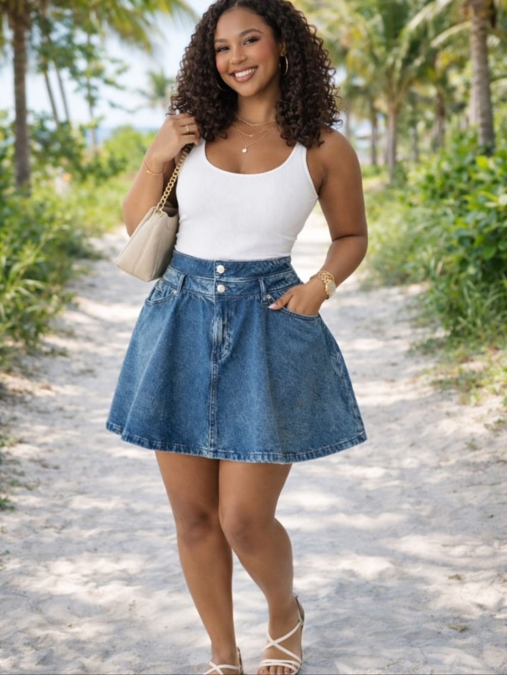 Scoop Denim Mini Skirt Size 12 NWT Double Waistband Acid Wash A-Line Skater - Picture 6 of 8
